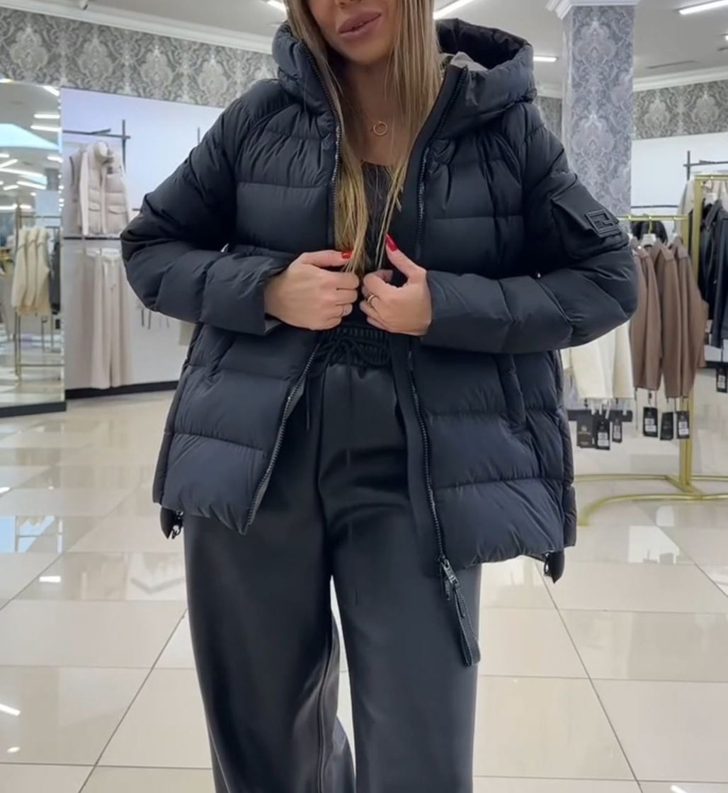 Minimalist Functional Black Down Jacket