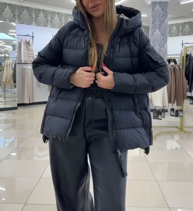 Minimalist Functional Black Down Jacket