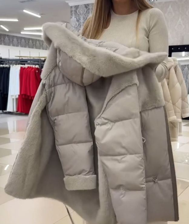 Urban Casual Gray Down Jacket with Faux Fur Accent