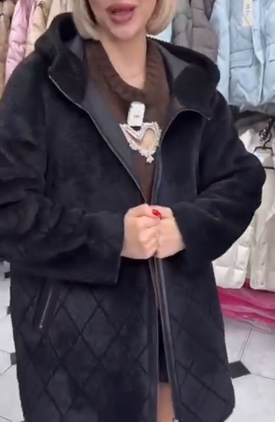 Fashion Edgy Reversible Black Faux Fur Jacket