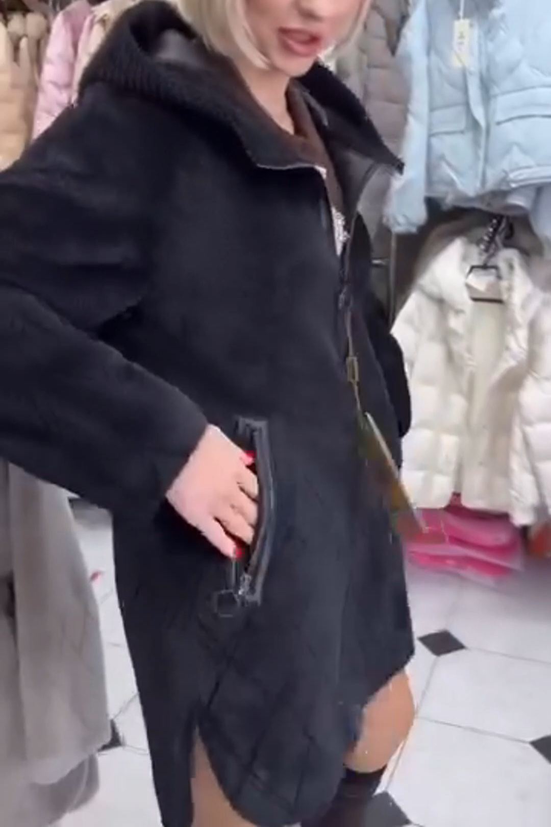 Fashion Edgy Reversible Black Faux Fur Jacket