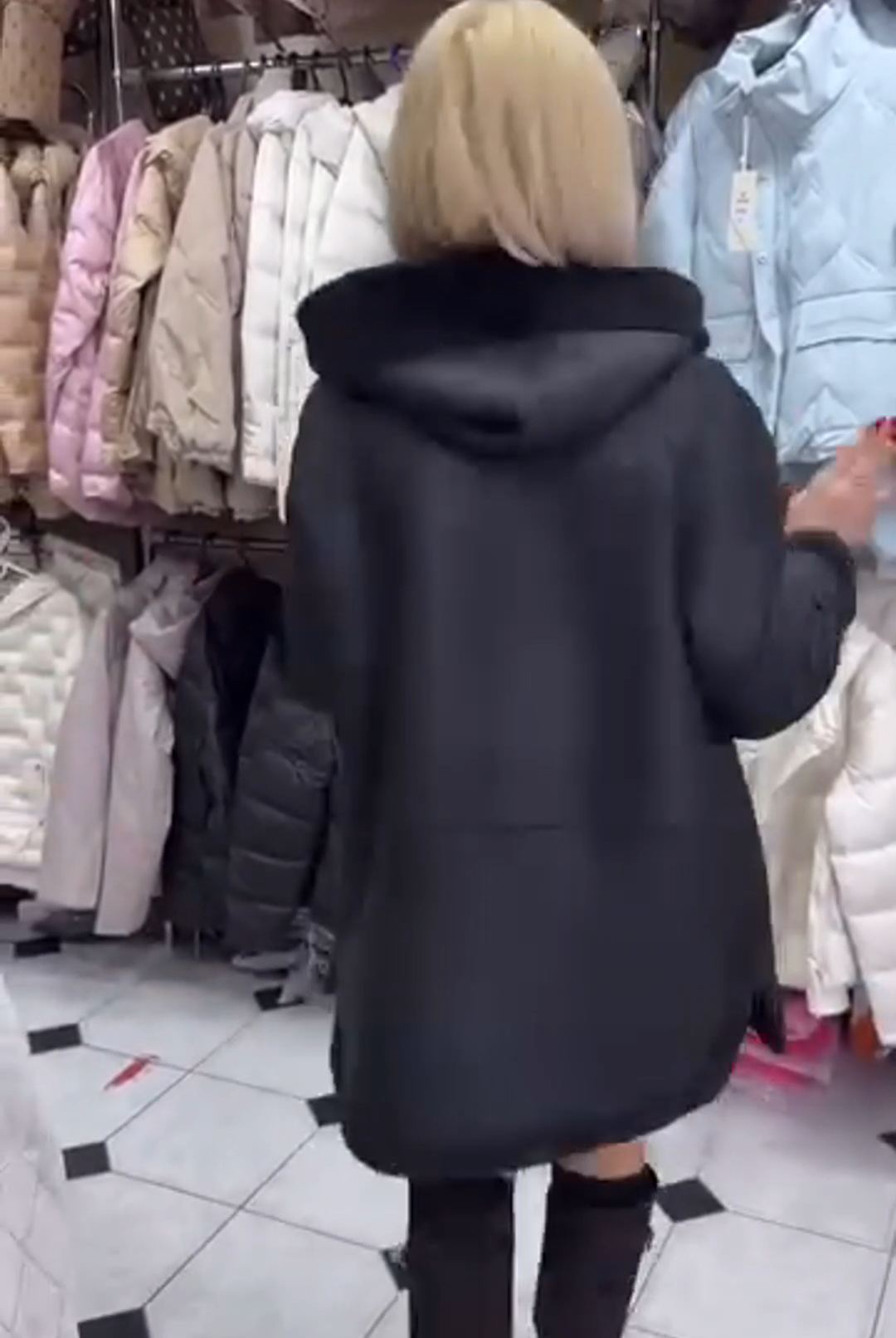 Fashion Edgy Reversible Black Faux Fur Jacket