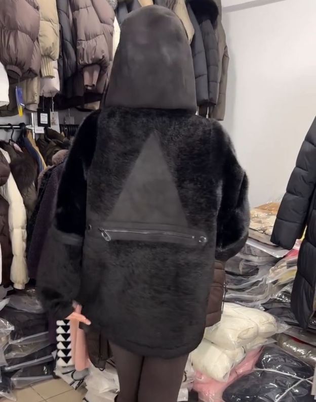 Vintage Functional Black Faux Fur Jacket with Zipper Details