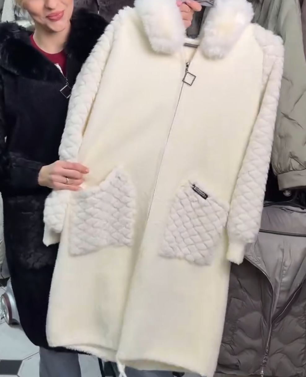 Fashion Textured Black Faux Fur Coat