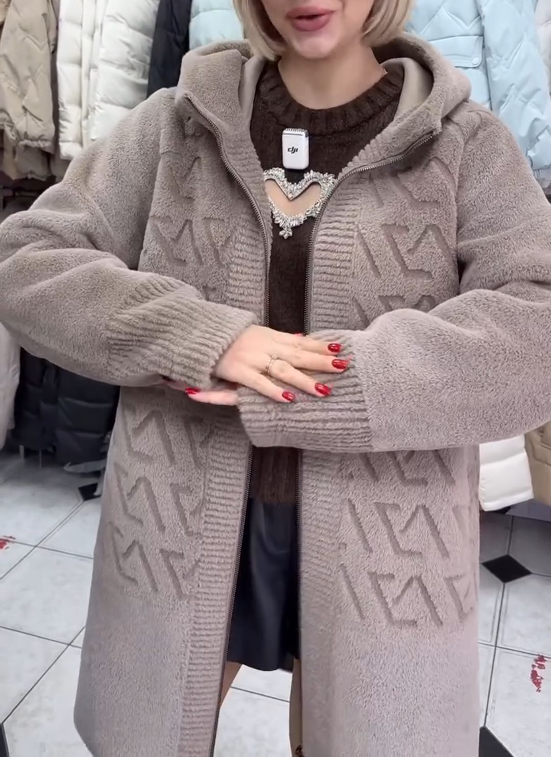 Light Luxury Reversible Beige Faux Fur & Suede Coat