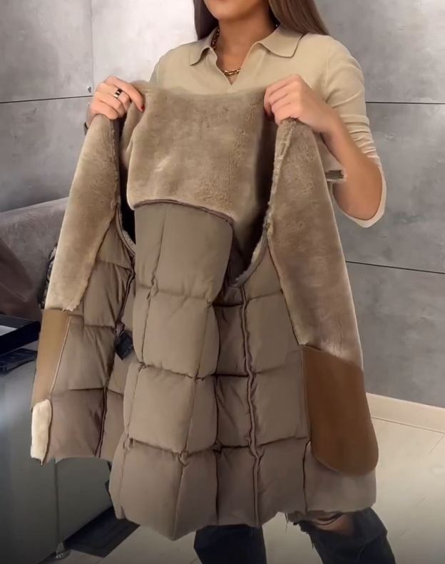 Vintage Patchwork brown Coat with Quilted Design