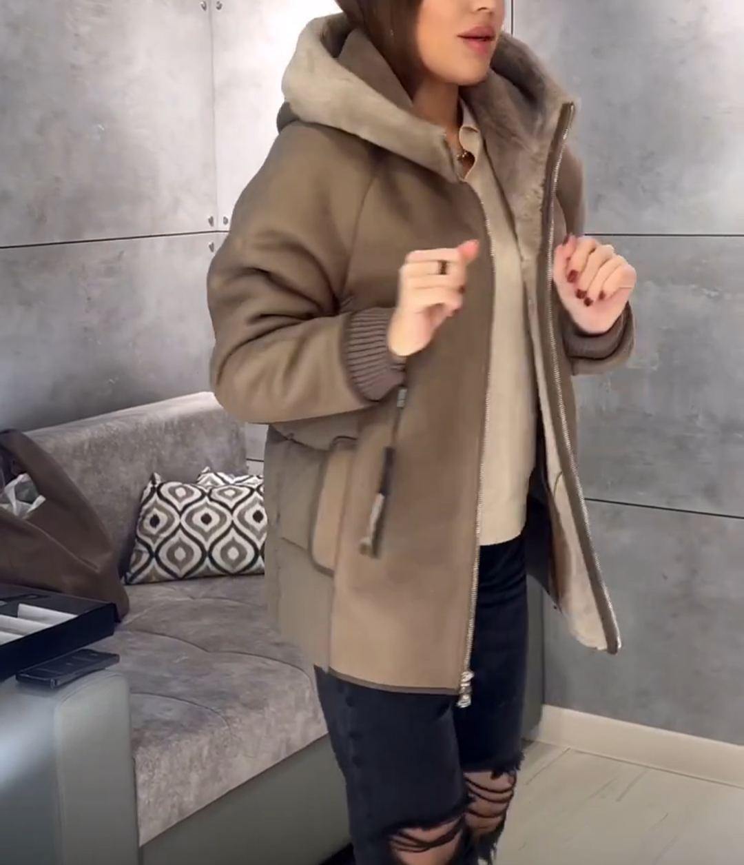 Vintage Patchwork brown Coat with Quilted Design