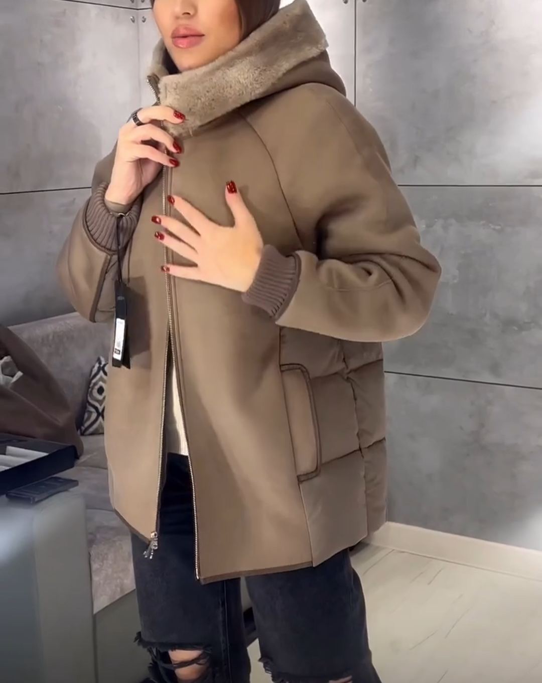 Vintage Patchwork brown Coat with Quilted Design