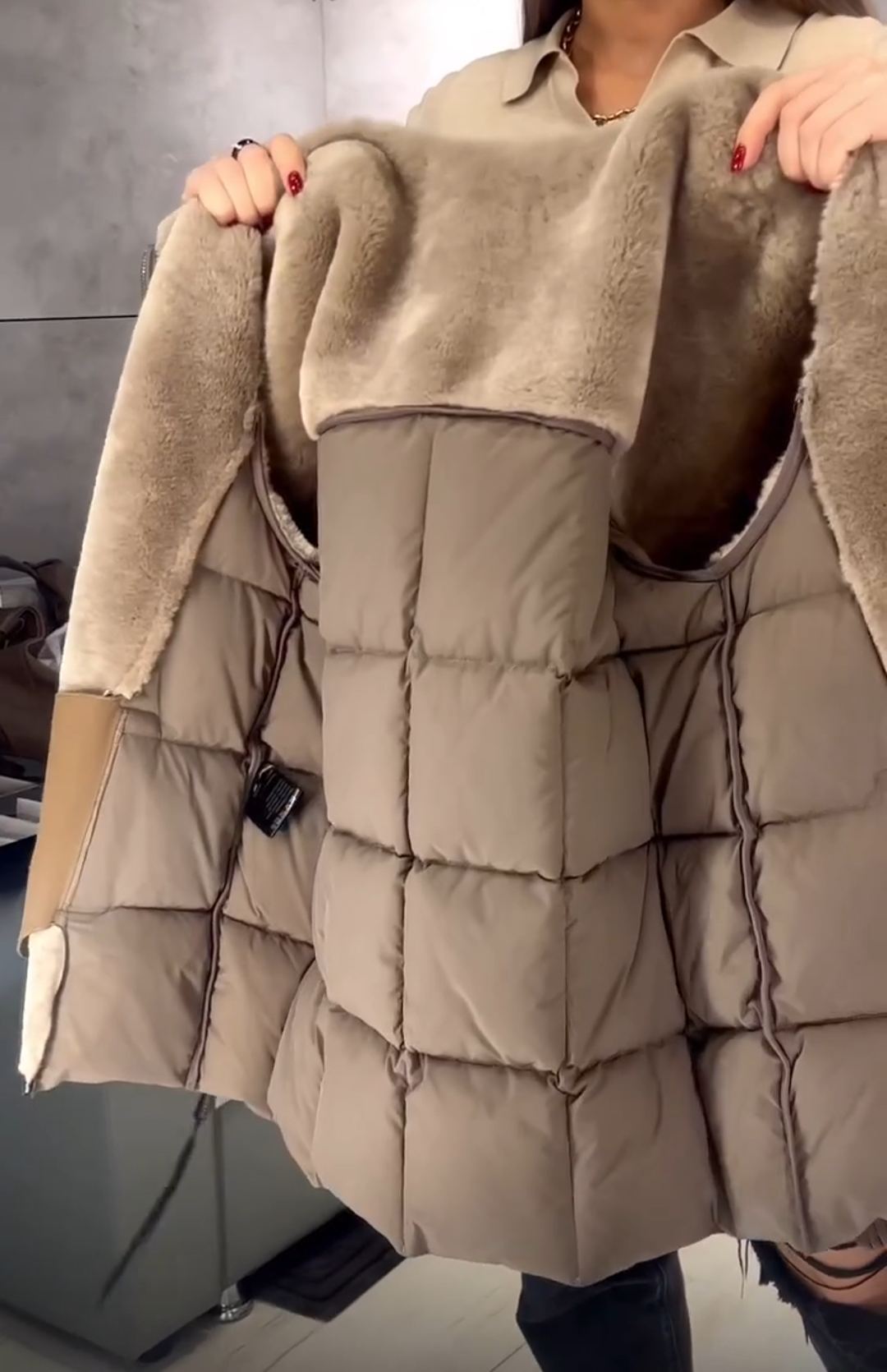 Vintage Patchwork brown Coat with Quilted Design