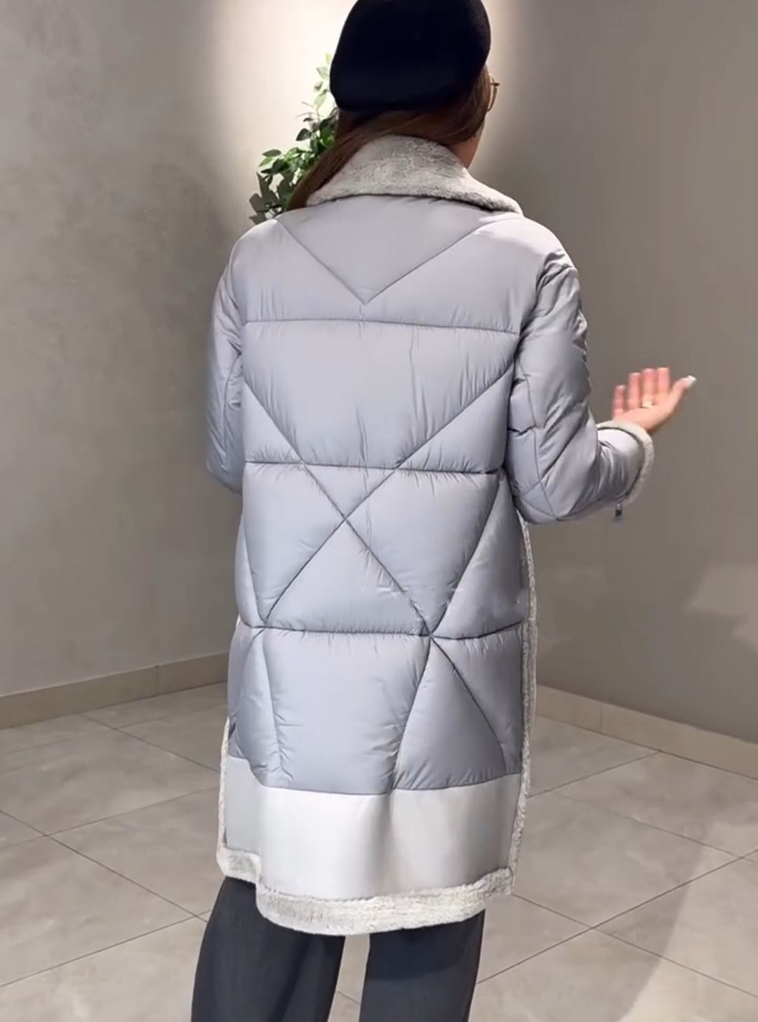 Fashion Statement Light Gray Coat with Asymmetric Zipper