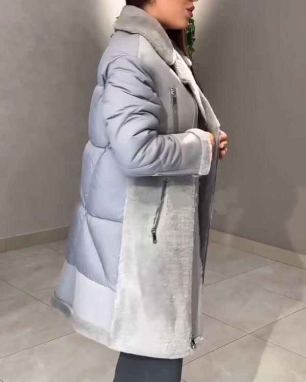 Fashion Statement Light Gray Coat with Asymmetric Zipper