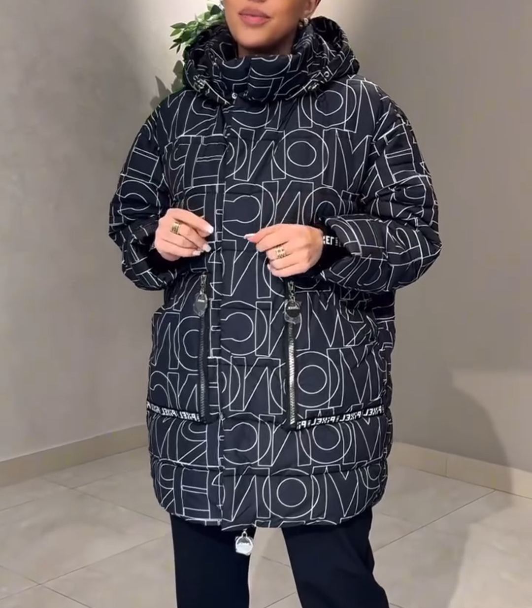 Fashion Statement Graphic Print Down Jacket