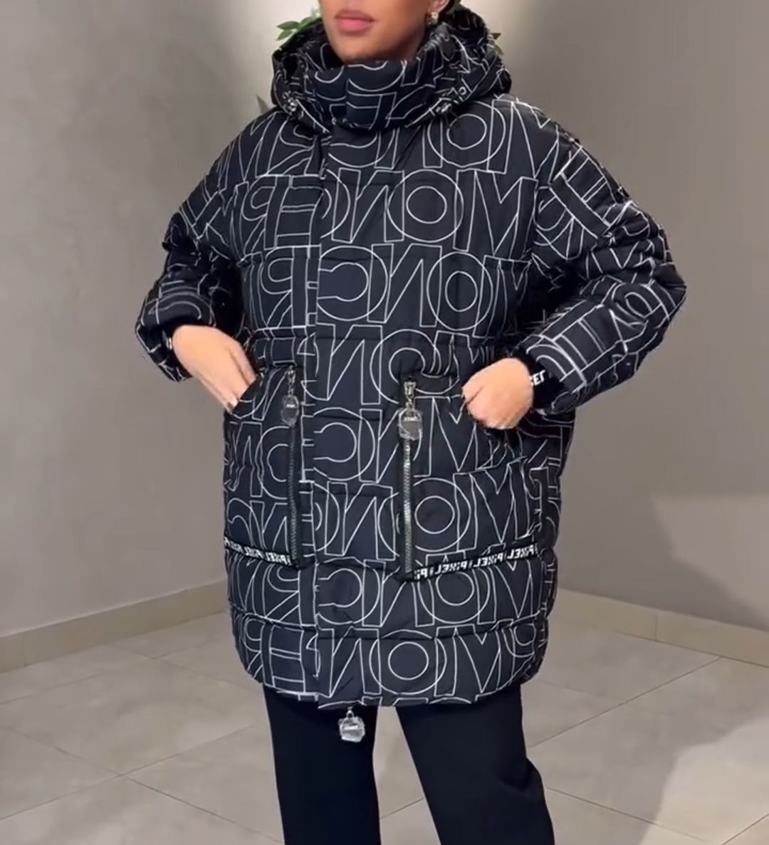 Fashion Statement Graphic Print Down Jacket