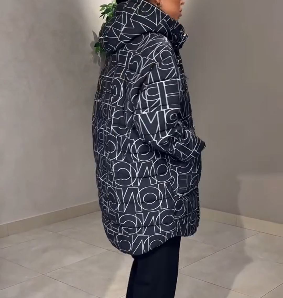 Fashion Statement Graphic Print Down Jacket
