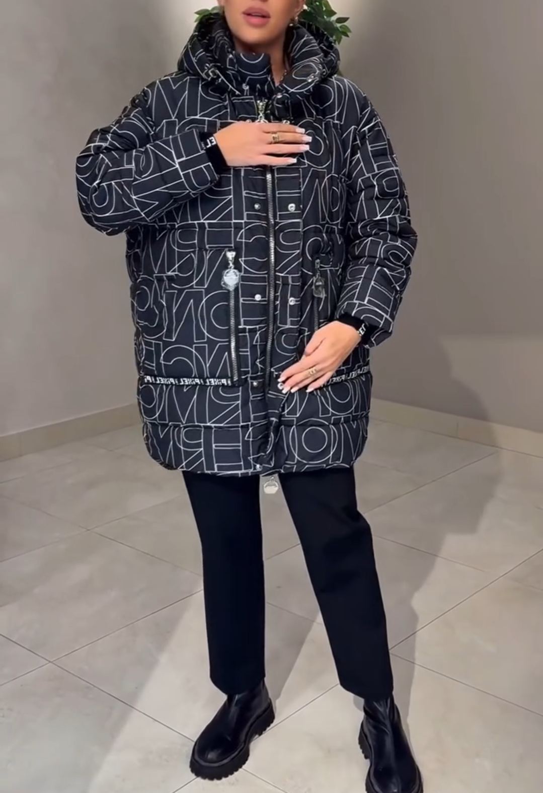 Fashion Statement Graphic Print Down Jacket