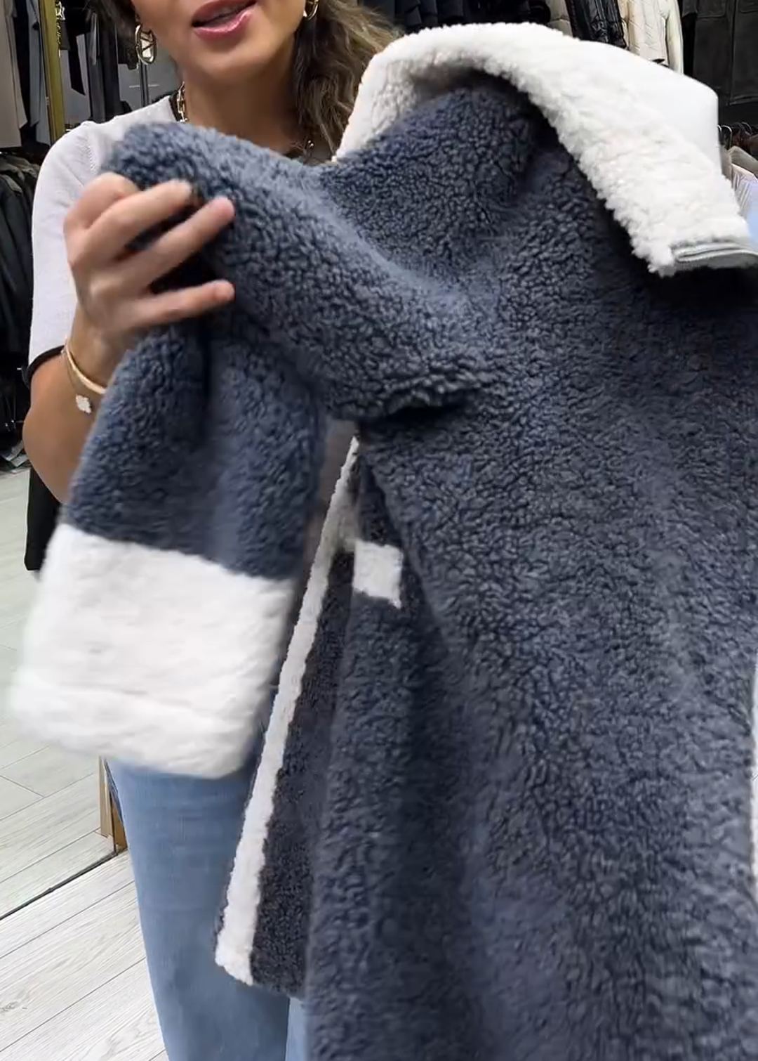 Streetwear Letter Print Reversible Gray Coat