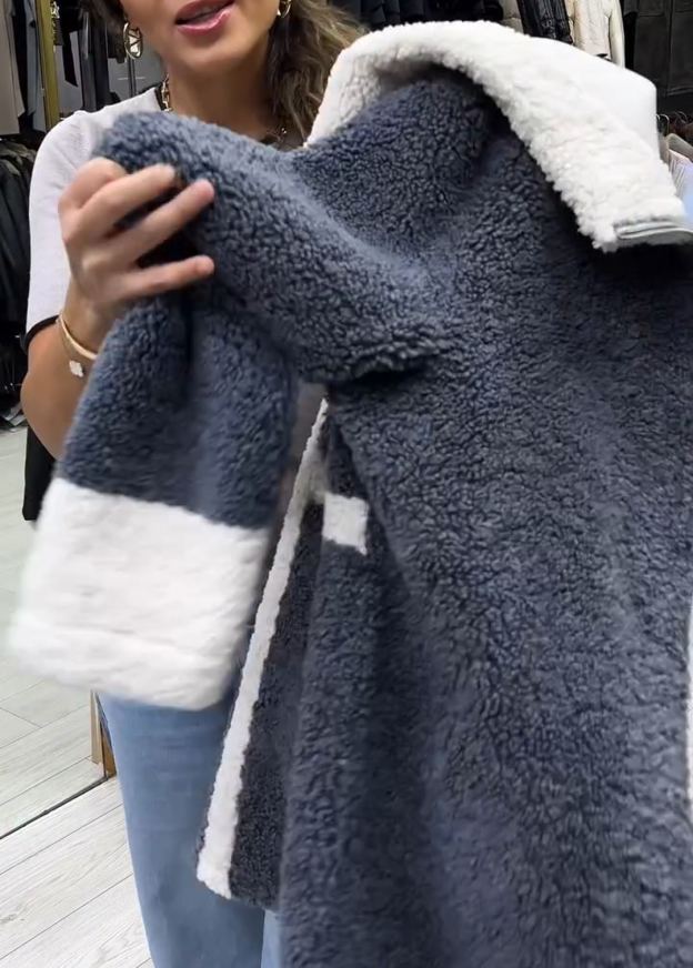 Streetwear Letter Print Reversible Gray Coat