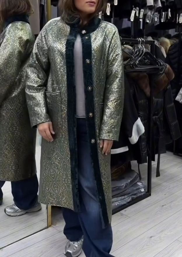 Luxury Reversible Metallic & Teal Faux Fur Coat