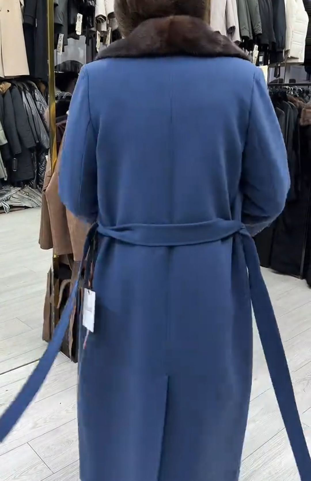 Vintage Metallic Accent Blue Wool Coat