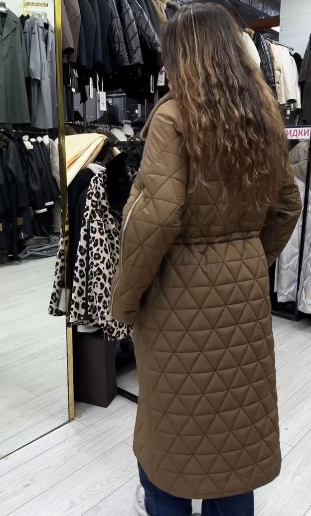 Fashion Office Brown Quilted Down Coat