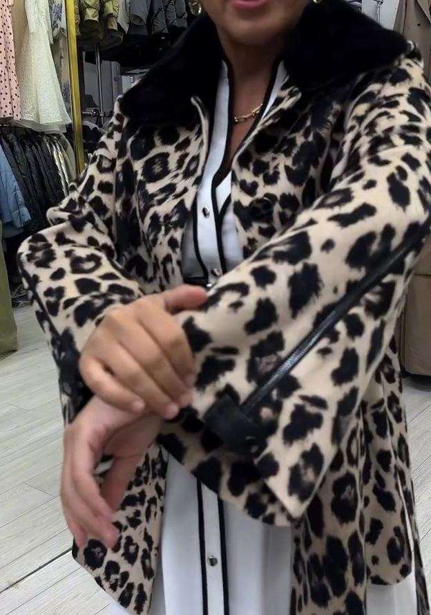 Urban Edgy Leopard Print Coat with Waist Belt