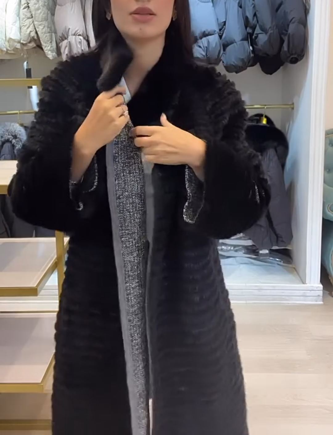 Light Luxury Reversible Tweed & Faux Fur Coat