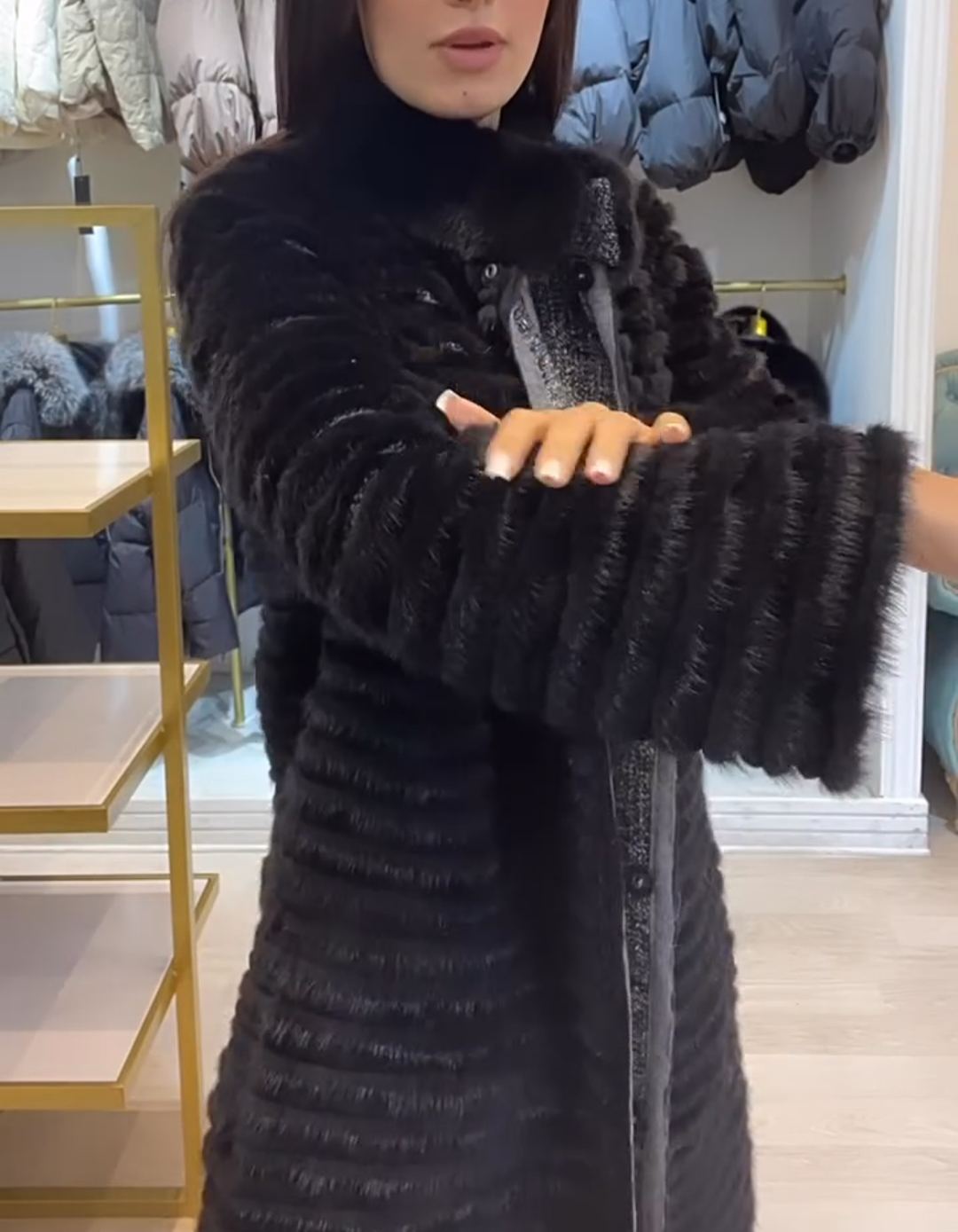 Light Luxury Reversible Tweed & Faux Fur Coat