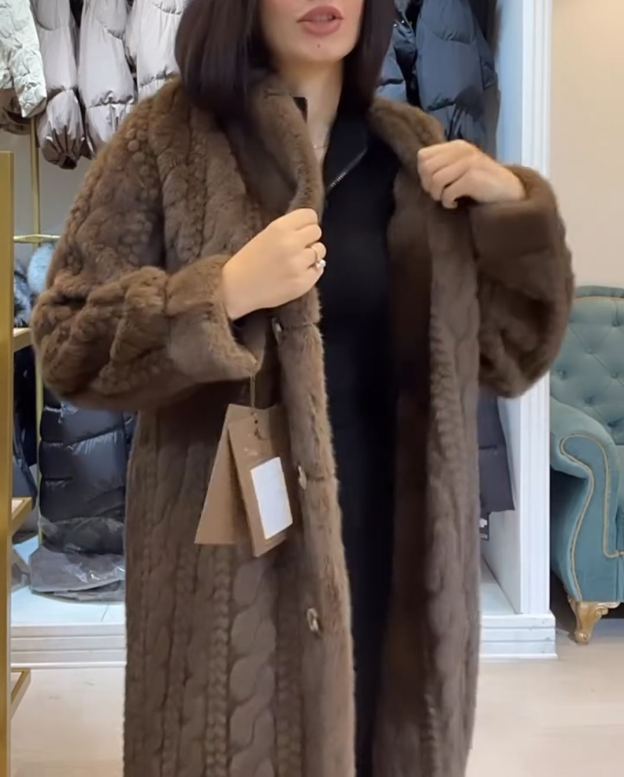 Vintage Elegant Faux Fur Full-Length Coat
