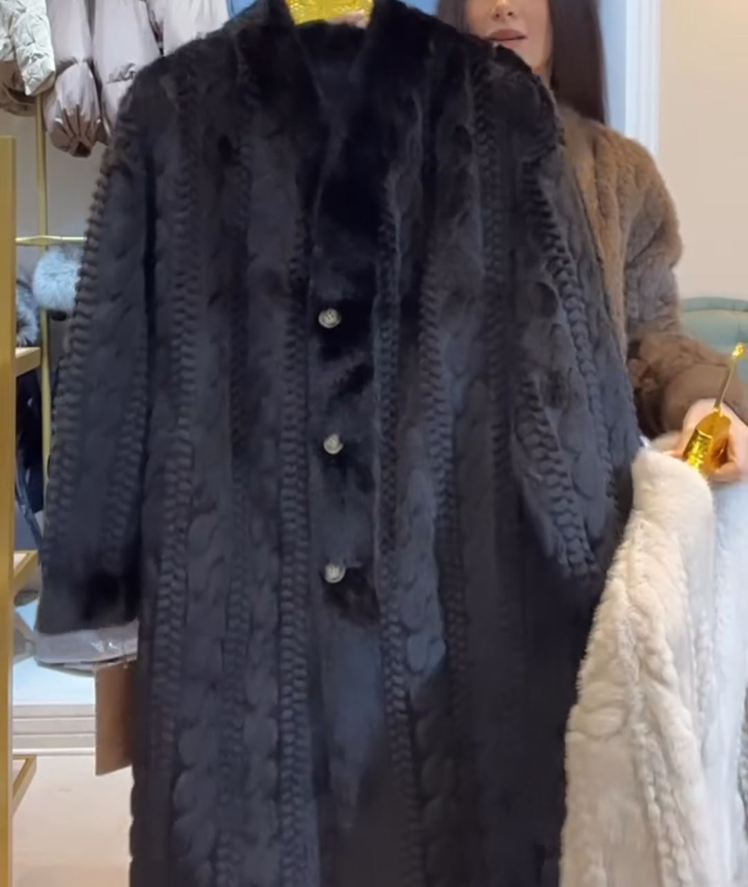 Vintage Elegant Faux Fur Full-Length Coat