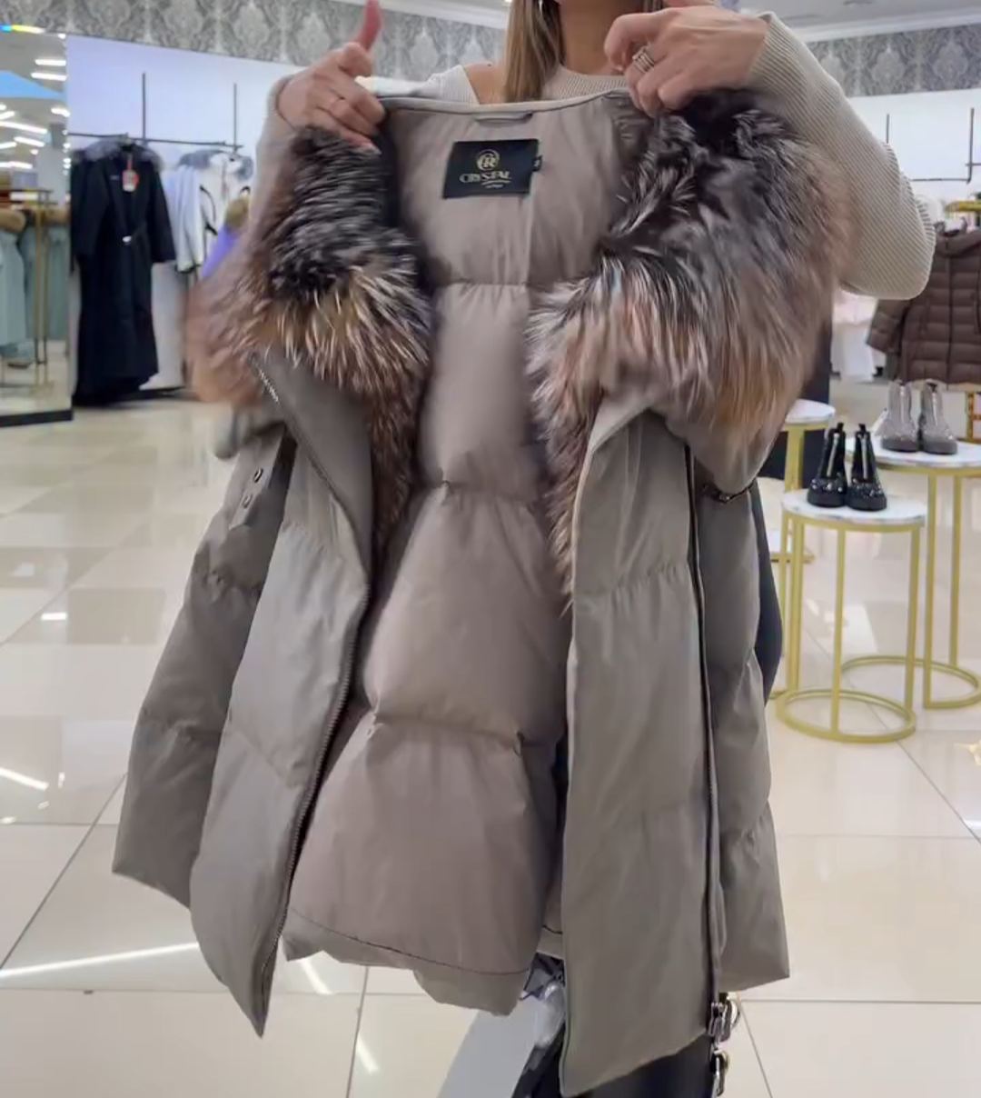 Light Luxury Faux Fur Collar Puffer Coat