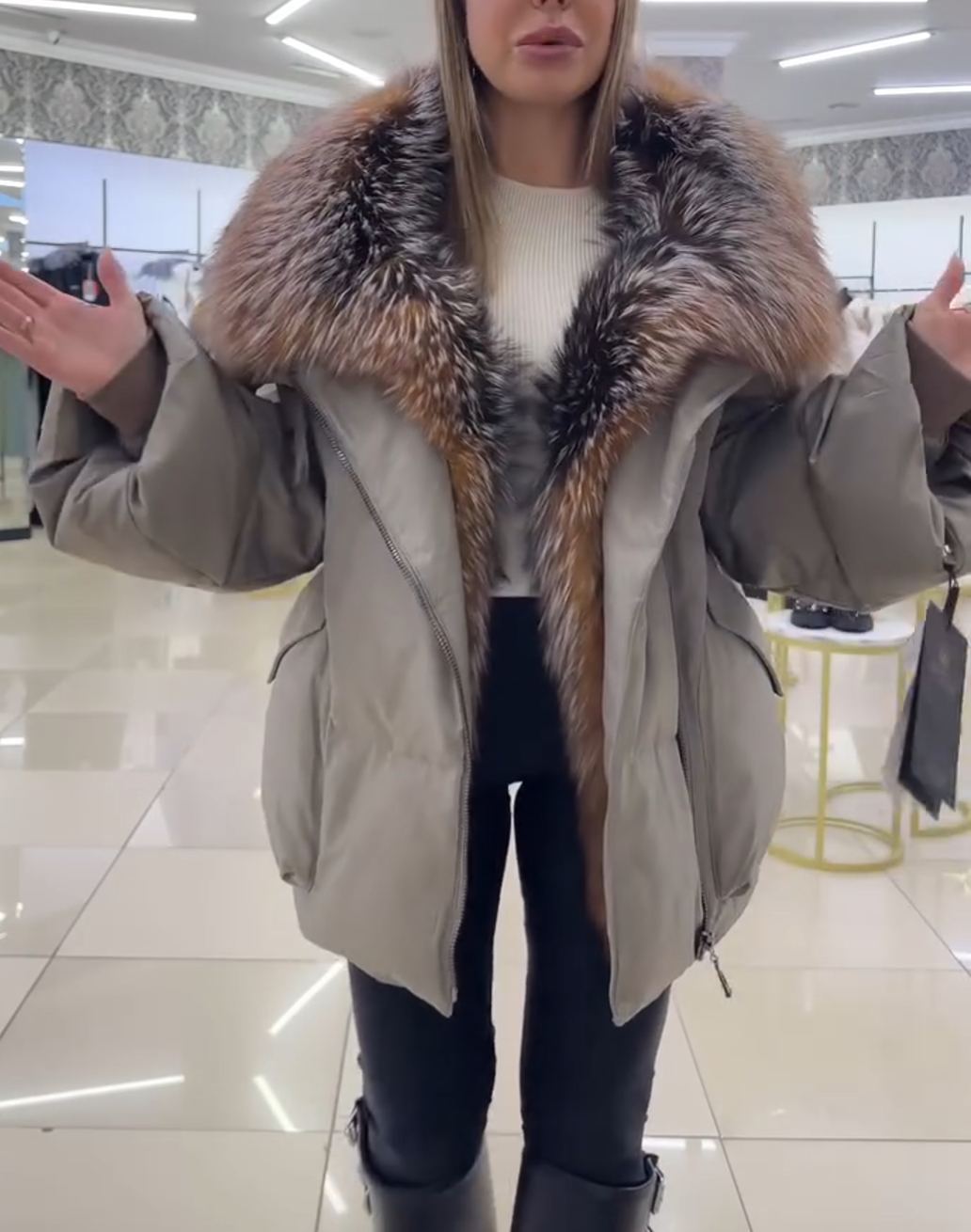 Light Luxury Faux Fur Collar Puffer Coat