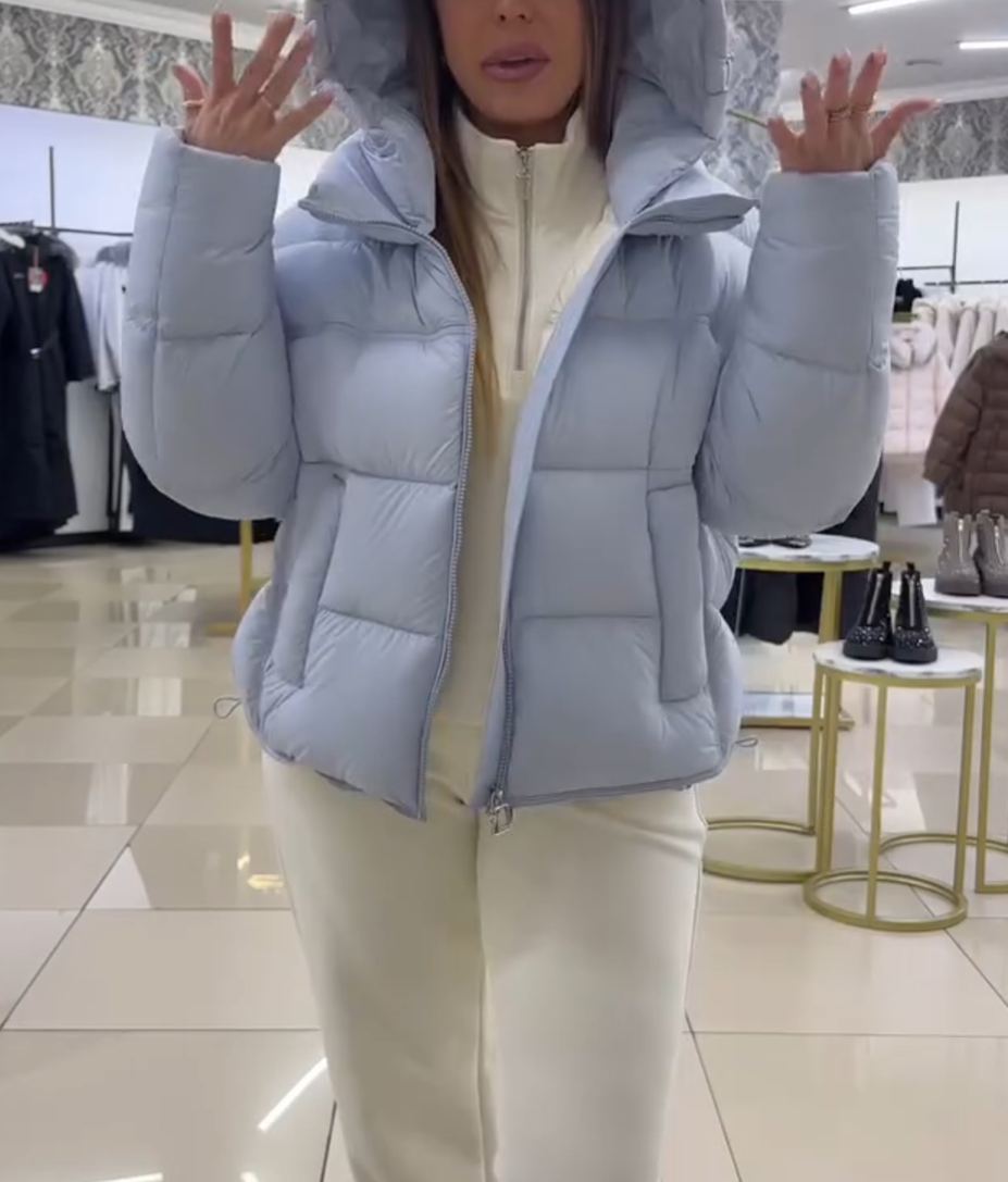 Fashion Short-Length Hooded Puffer Down Jacket