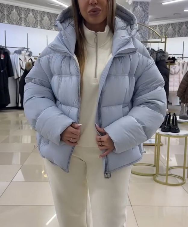 Fashion Short-Length Hooded Puffer Down Jacket