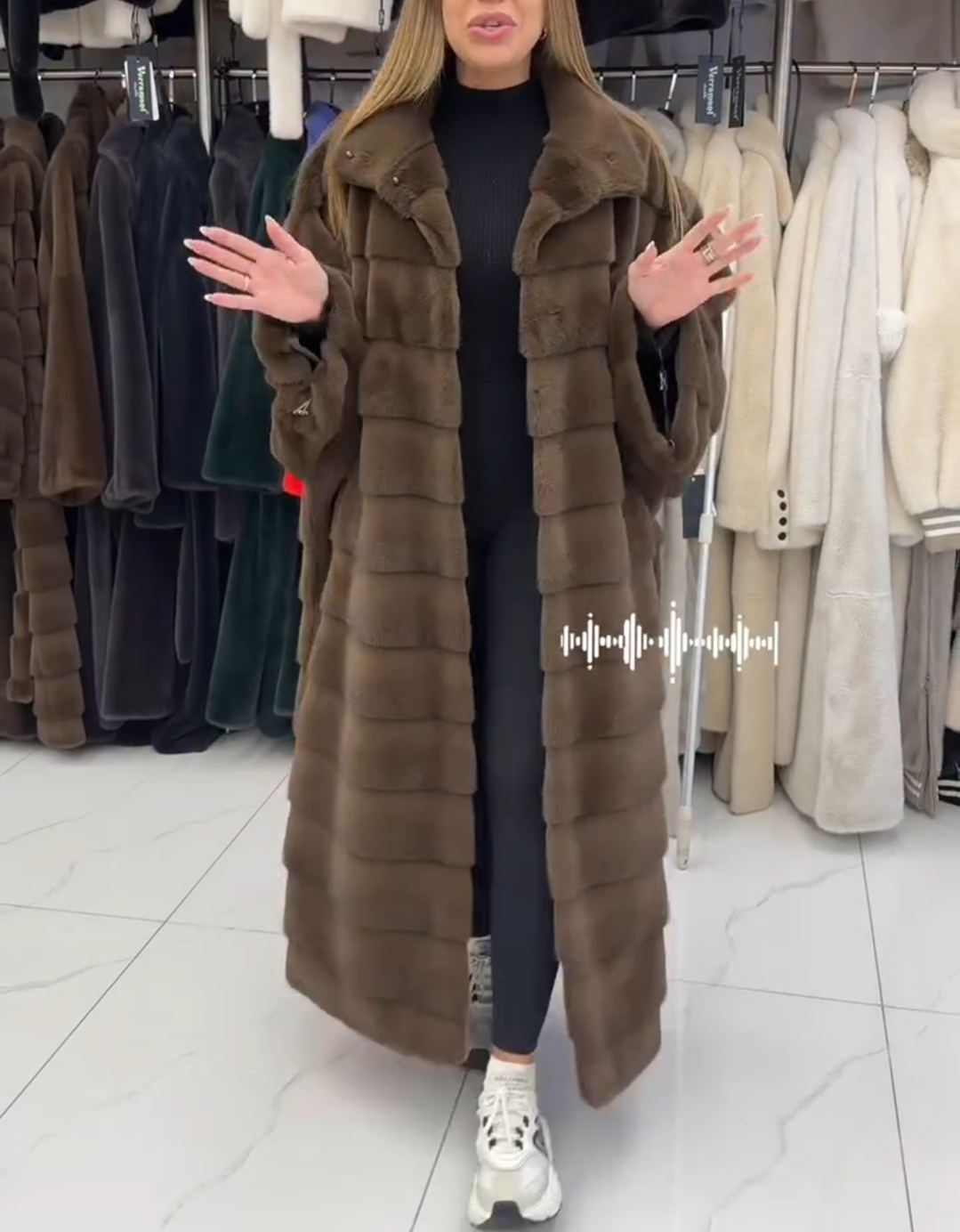 Vintage Textured Brown Faux Fur Maxi Coat