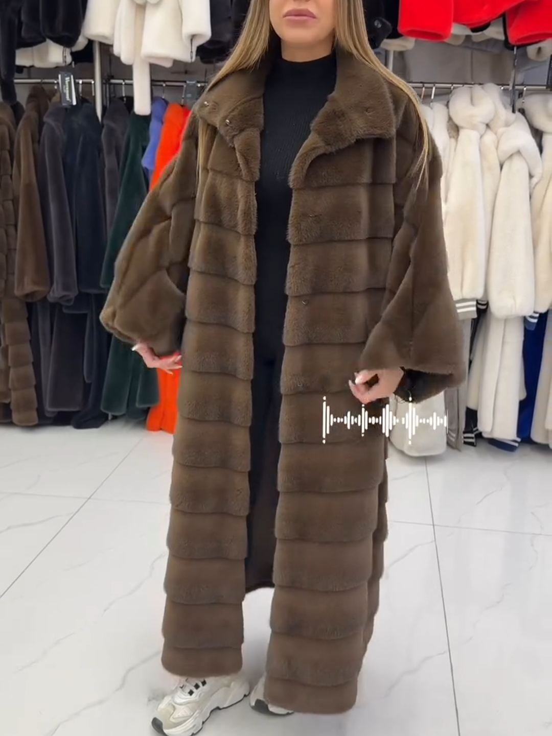 Vintage Textured Brown Faux Fur Maxi Coat