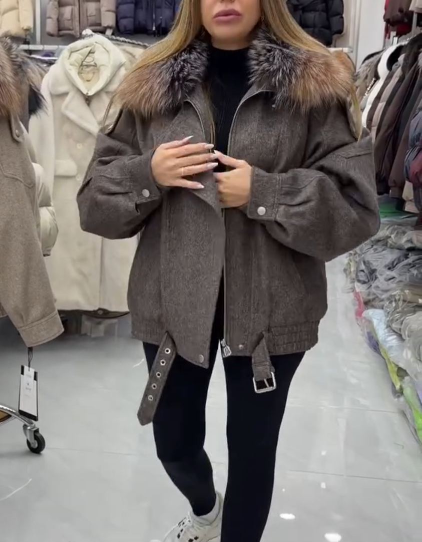 Urban Utility Gray Wool-Blend Jacket with Padded Lining