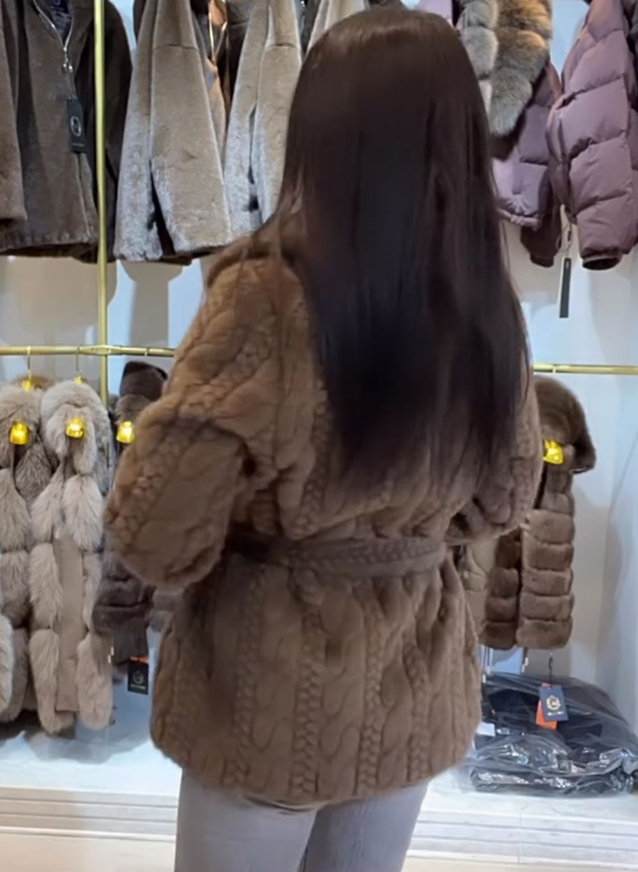 Urban Waist-Tie Brown Faux Fur Coat