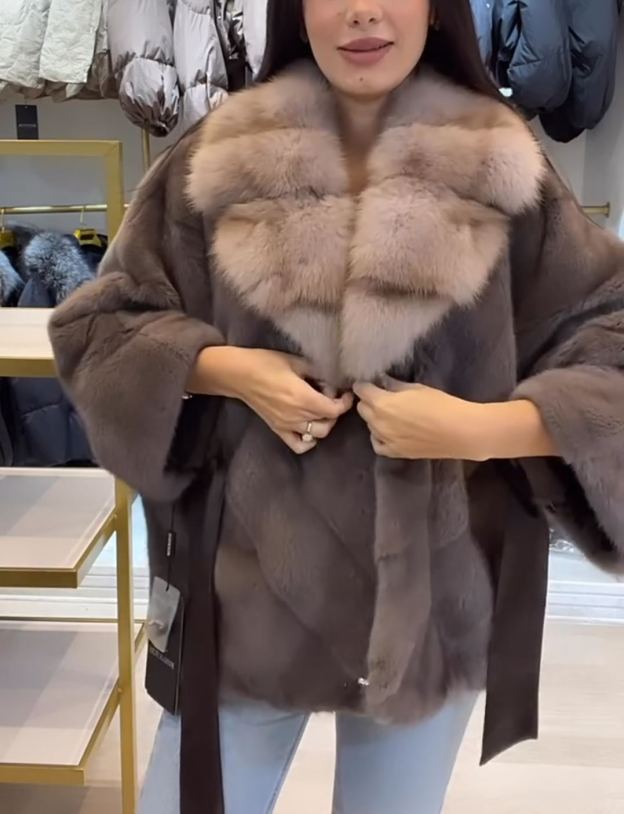 Minimalist Misty Brown Faux Fur Coat