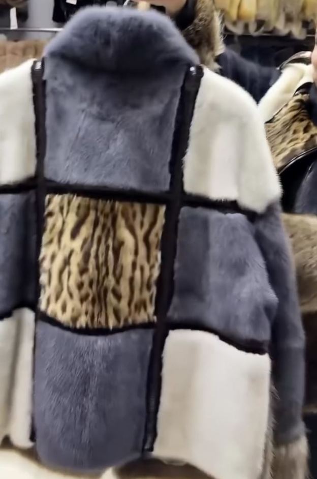 Fashion Multi-Material Patchwork Faux Fur Jacket