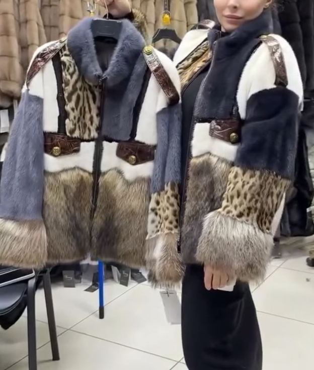 Fashion Multi-Material Patchwork Faux Fur Jacket