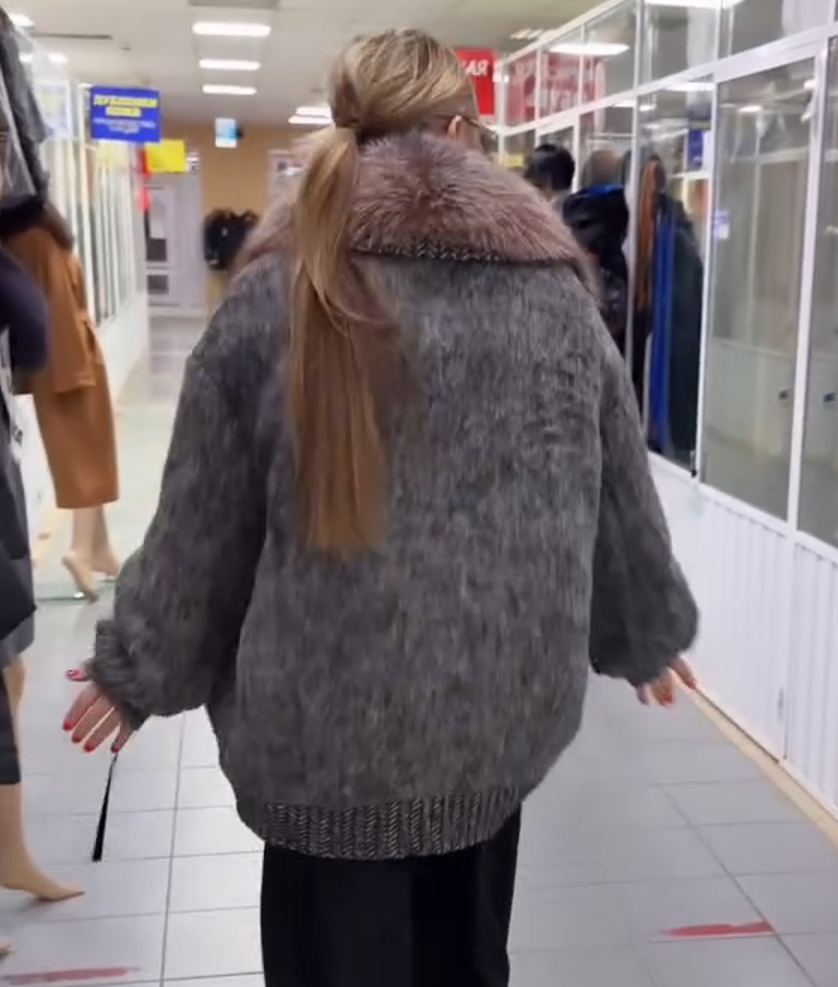 Fashion Oversized Gray Mixed-Texture Coat