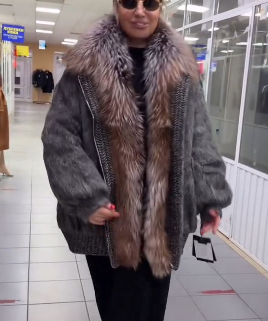 Fashion Oversized Gray Mixed-Texture Coat