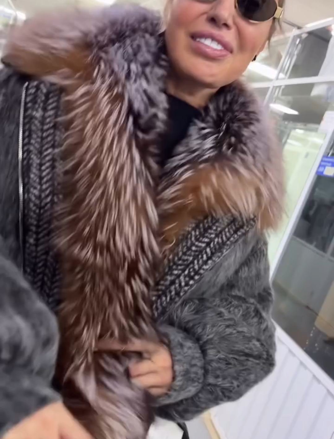 Fashion Oversized Gray Mixed-Texture Coat