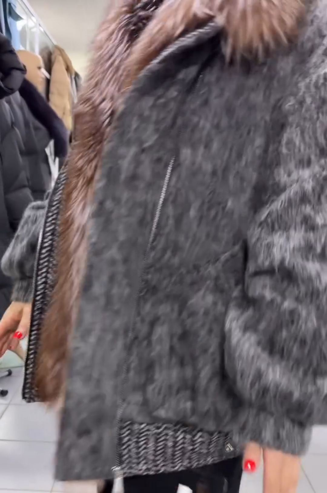 Fashion Oversized Gray Mixed-Texture Coat