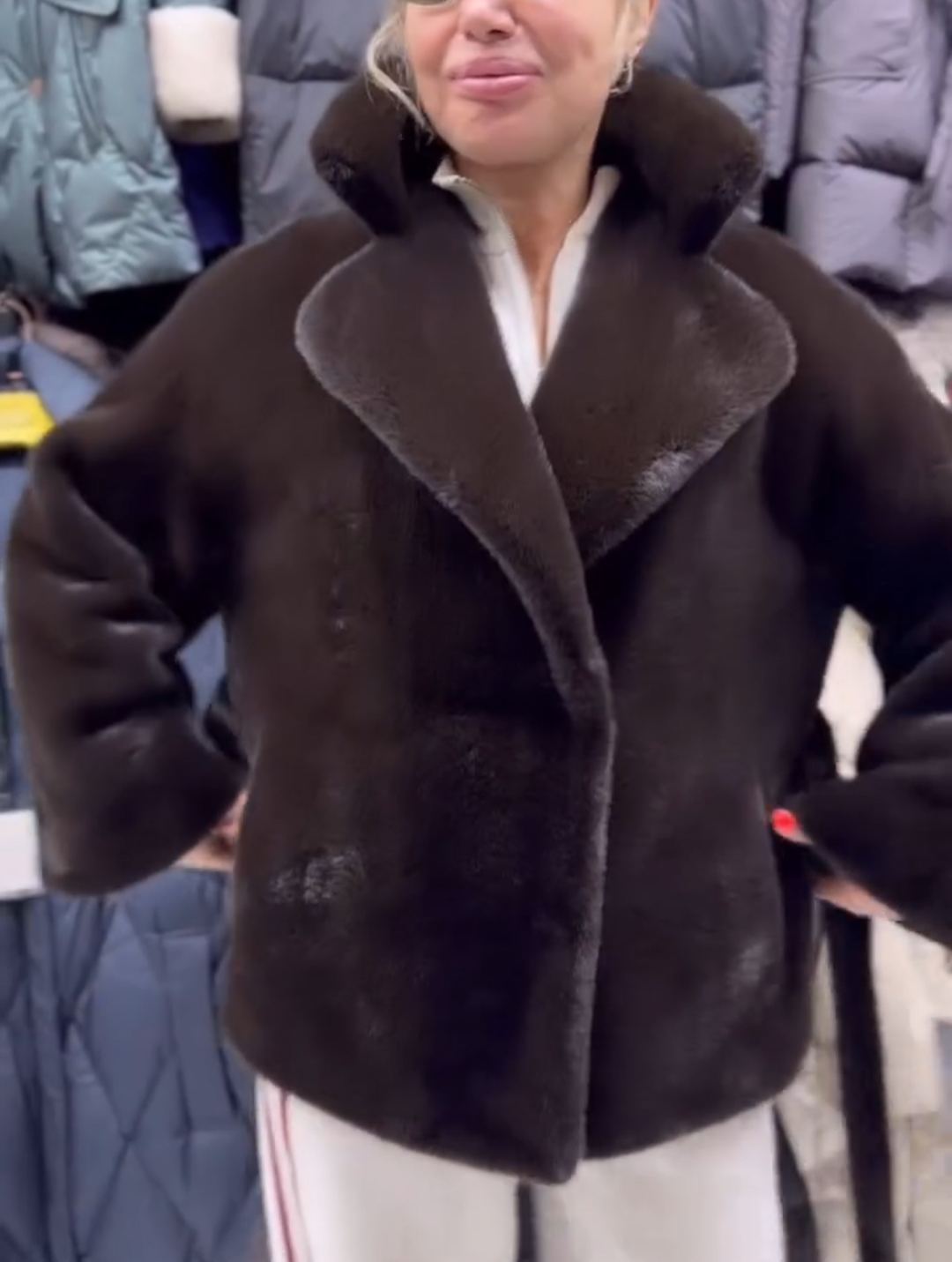 Luxury Waist-Tie Dark Brown Faux Fur Coat