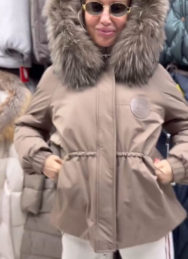 Urban Practical Beige Down Jacket with Fur Hood