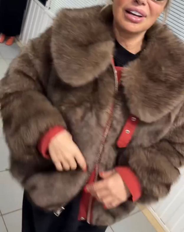 Reversible Luxury Brown Faux Fur & Red Jacket