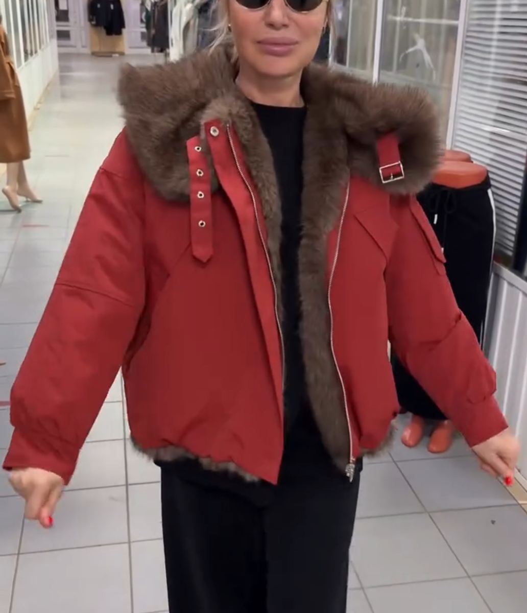 Reversible Luxury Brown Faux Fur & Red Jacket