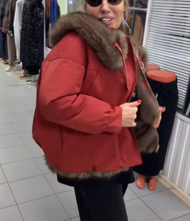 Reversible Luxury Brown Faux Fur & Red Jacket