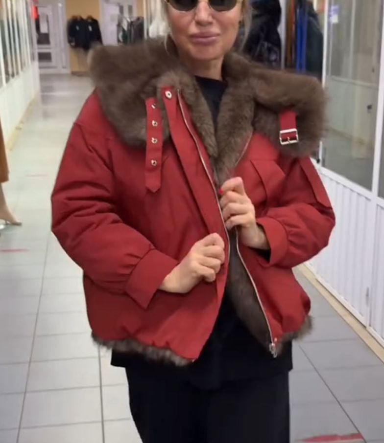 Reversible Luxury Brown Faux Fur & Red Jacket